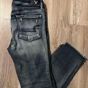 American Eagle Distressed Jegging Crop Super Stretch Denim Jeans Size 12 Regular